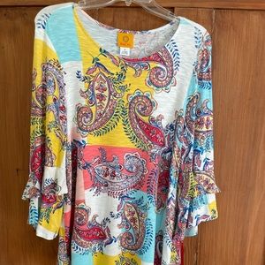 NWT Ruby Rd Multicolor Knit Ruffle Top Size Small